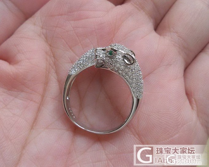 925银镀白金卡地亚款豹子头戒指托蓝珀 珍珠专用DIY 打酱油必备 活口圈精工货!_银