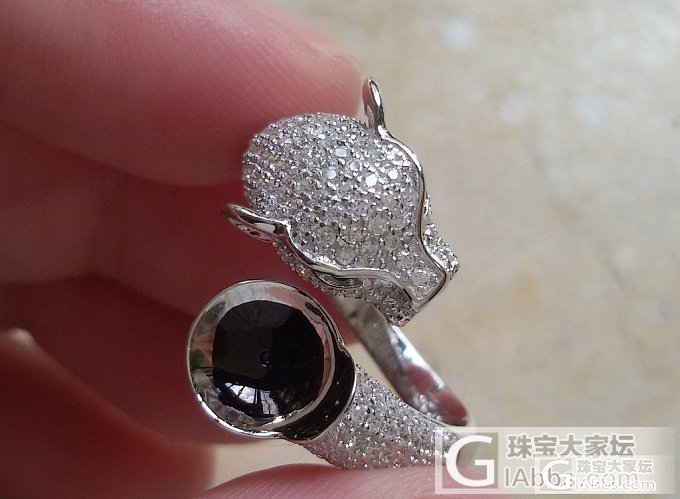 925银镀白金卡地亚款豹子头戒指托蓝珀 珍珠专用DIY 打酱油必备 活口圈精工货!_银